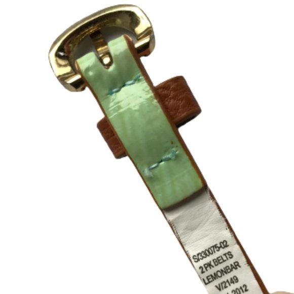 Old Navy Turquoise & Brown Faux Leather Slim Belt - Picture 7 of 9